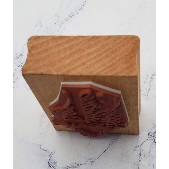 Happy Valentine’s Day Heart Balloon Comotion Wood Mounted Vintage Rubber Stamp - Picture 7 of 8